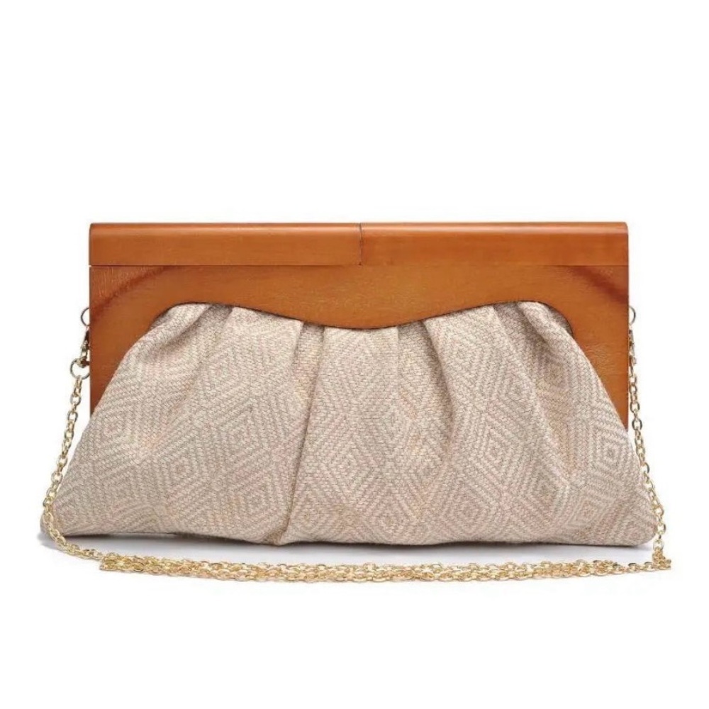 Elegant Tan and Cream Clutch Bag